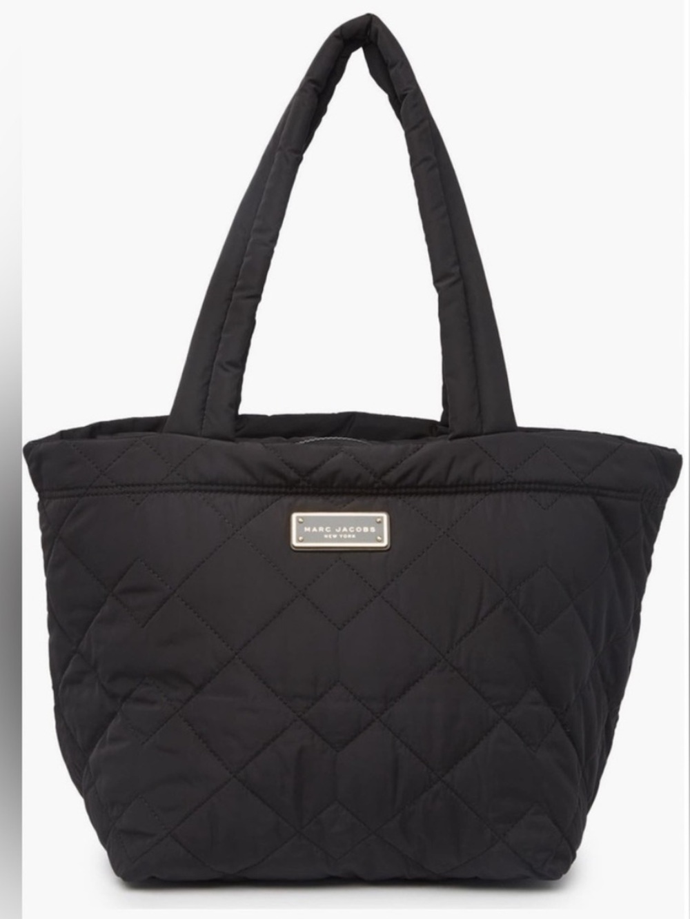 Marc Jacobs Black Quilted Tote with Logo Plaque